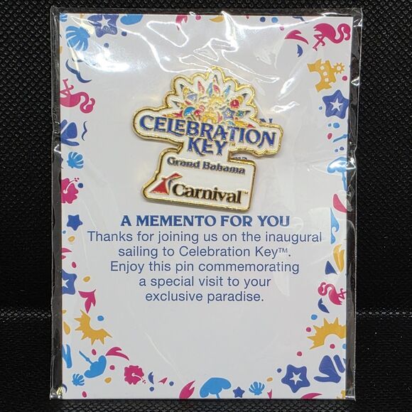 Carnival Cruise Line Celebration Key Inaugural Pin Grand Bahama Sealed New - Picture 1 of 8